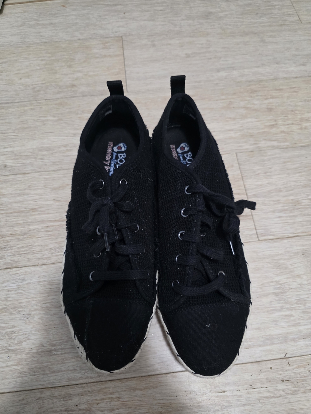 Bob's By Skechers Black Knit Lace-Up Platform Sneakers